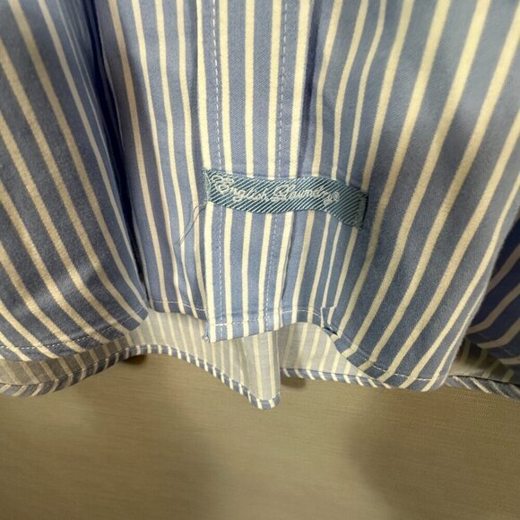 English Laundry Shirt Mens 16 Blue Stripe Cotton Long Sleeve Button Up Contrast - Picture 6 of 12